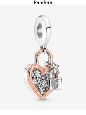 Pandora Heart Padlock Double Dangle Charm
